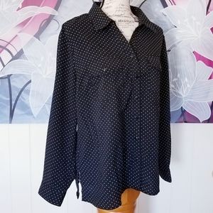 Notations Black Polka Dot Button Down